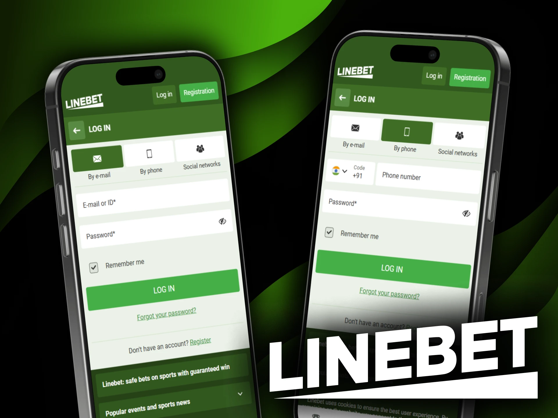 You can use a few methods to sign up through the Linebet app.